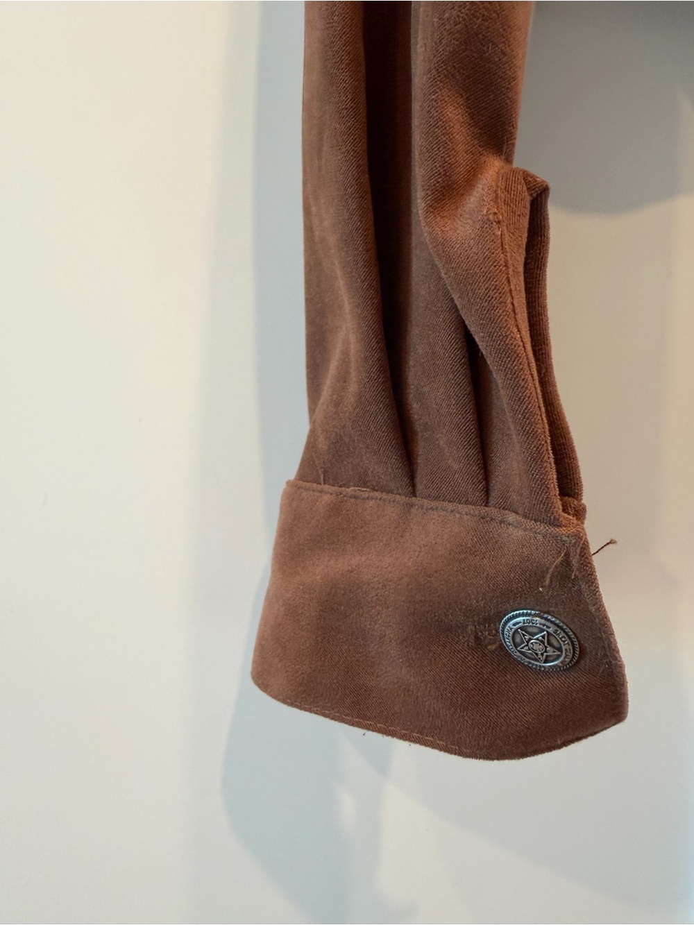 Brown Suede Western Fringe Jacket with Denim Yoke - Picture 12 of 14